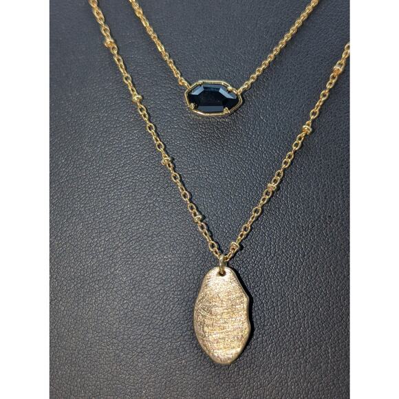 Gold Tone Double Strand Chain Pendant 16"-18" Necklace - Picture 4 of 6